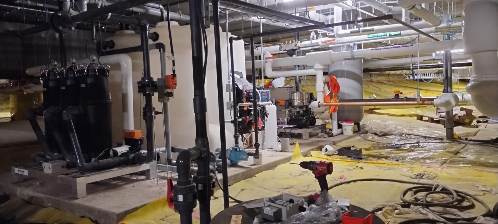 Water pumping and filtration control system under construction